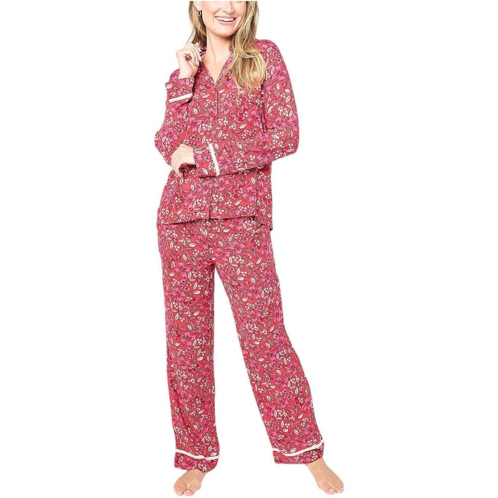 Sunday Brunch Women's Chally Notch Collar Pajama Set Floral Vines - Regular